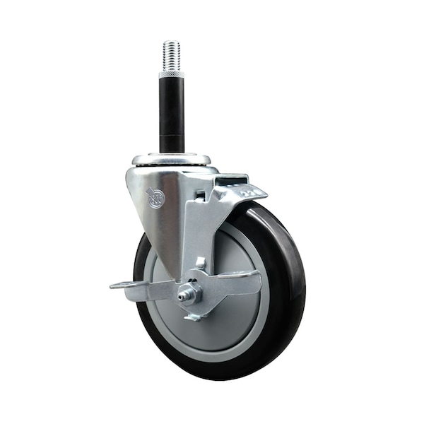 5'' Black Poly Swivel 3/4'' Expanding Stem Caster with Brake